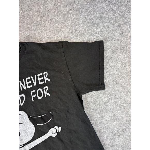 VINTAGE We Are Never Too Old For Snoopy Shirt Mens Medium Black Delta Pro Weight - Picture 5 of 7